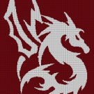 Dragon in red silhouette cross stitch pattern in pdf