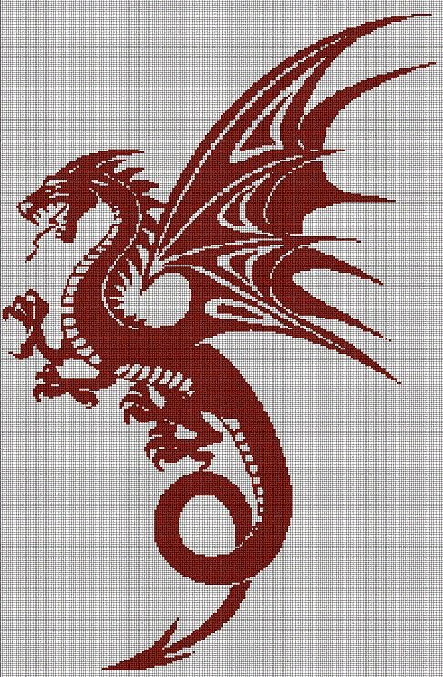 Dragon2 silhouette cross stitch pattern in pdf