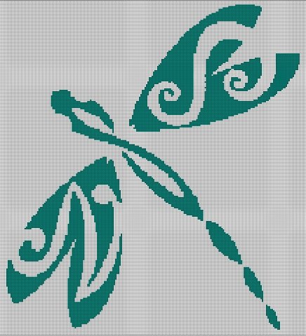 Dragonfly 2 silhouette cross stitch pattern in pdf