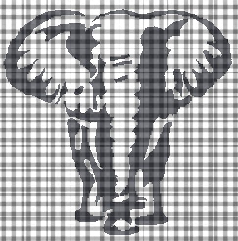Elephant 3 silhouette cross stitch pattern in pdf