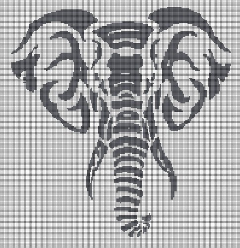 Elephanthead silhouette cross stitch pattern in pdf