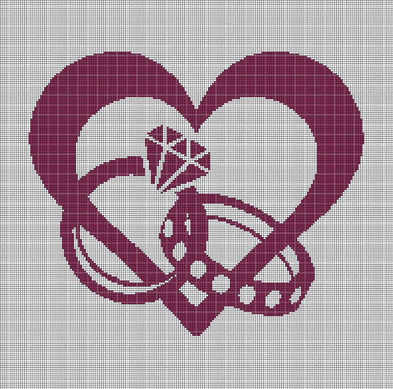 Engagement silhouette cross stitch pattern in pdf