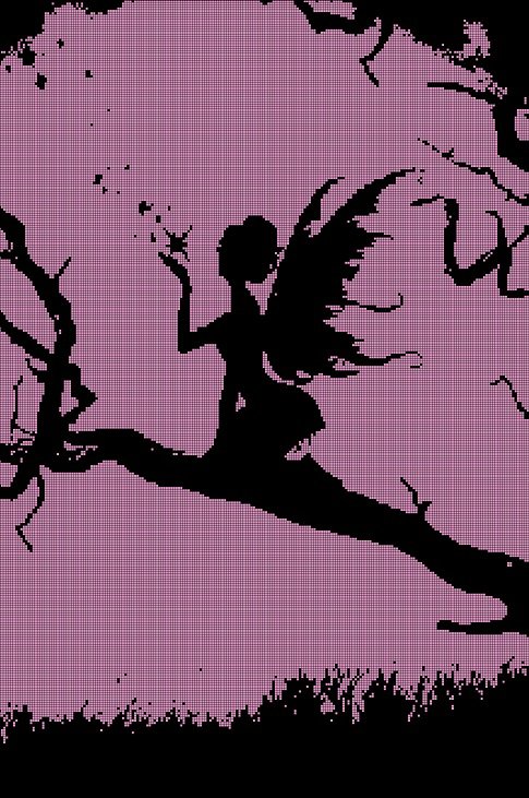Fairy in purple silhouette cross stitch pattern in pdf