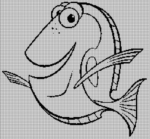 Finding Nemo-Dory silhouette cross stitch pattern in pdf