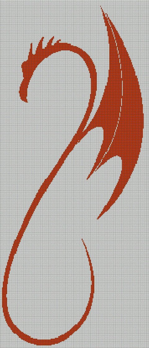 Fire dragon silhouette cross stitch pattern in pdf