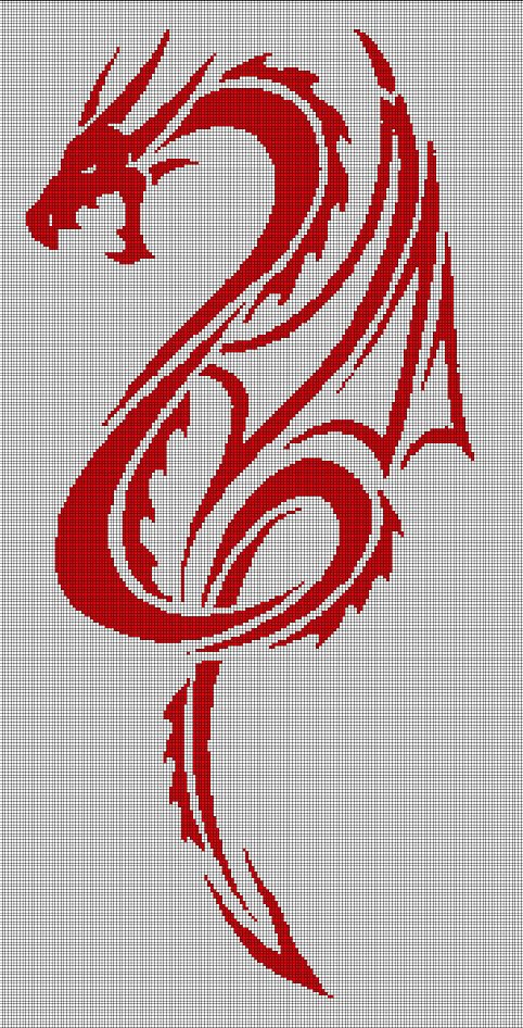 Fire dragon 1 silhouette cross stitch pattern in pdf