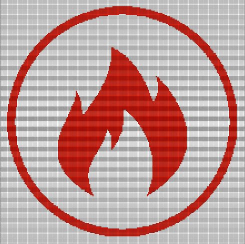 Fire symbol silhouette cross stitch pattern in pdf