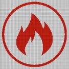 Fire symbol silhouette cross stitch pattern in pdf