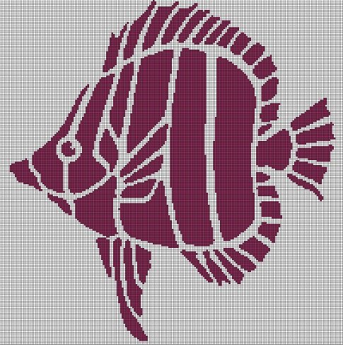 Fish 3 silhouette cross stitch pattern in pdf