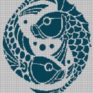 Fishes art silhouette cross stitch pattern in pdf