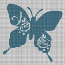 Flower motif Butterfly style silhouette cross stitch pattern in pdf