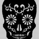 Flower skull style silhouette cross stitch pattern in pdf