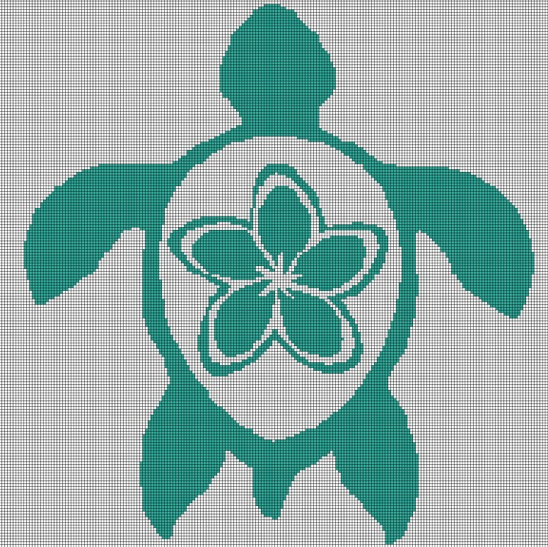 Flower Turtle silhouette cross stitch pattern in pdf
