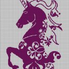Flower Unicorn silhouette cross stitch pattern in pdf