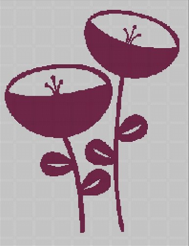 Flowers 1 silhouette cross stitch pattern in pdf