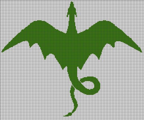 Flying dragon silhouette cross stitch pattern in pdf