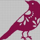Folk bird silhouette cross stitch pattern in pdf