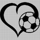 Football heart silhouette cross stitch pattern in pdf
