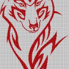 Fox head tatoo silhouette cross stitch pattern in pdf