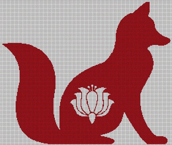 Fox Tulip silhouette cross stitch pattern in pdf