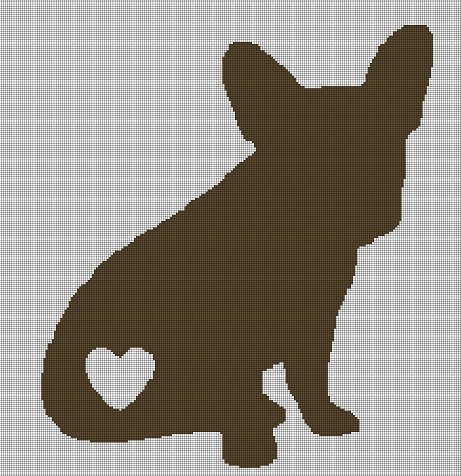 French Bulldog silhouette cross stitch pattern in pdf