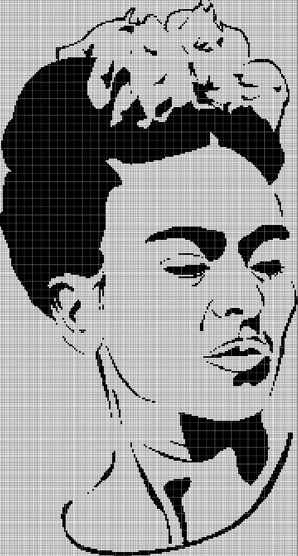 Frida face silhouette cross stitch pattern in pdf