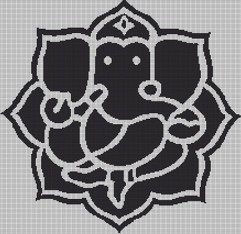 Ganesha logo silhouette cross stitch pattern in pdf