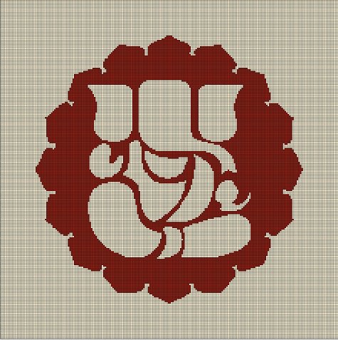 Ganesha symbol silhouette cross stitch pattern in pdf