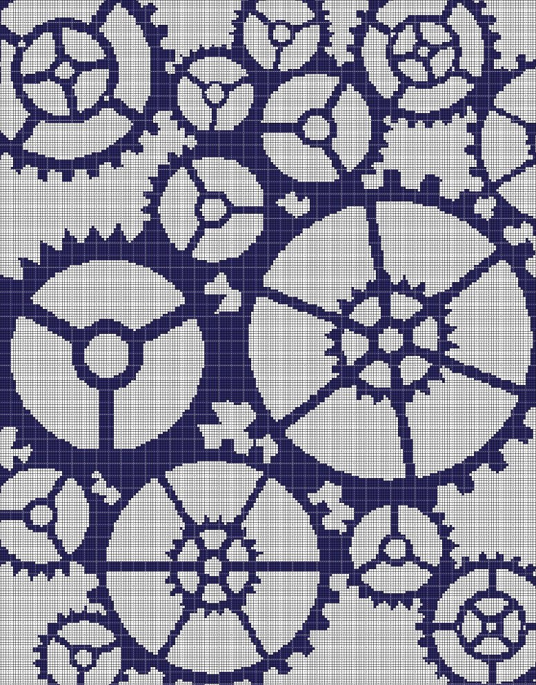 Gears 3 silhouette cross stitch pattern in pdf