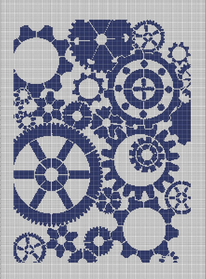 Gears 4 silhouette cross stitch pattern in pdf