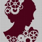Gears lady silhouette cross stitch pattern in pdf