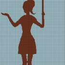 Girl in the rain silhouette cross stitch pattern in pdf