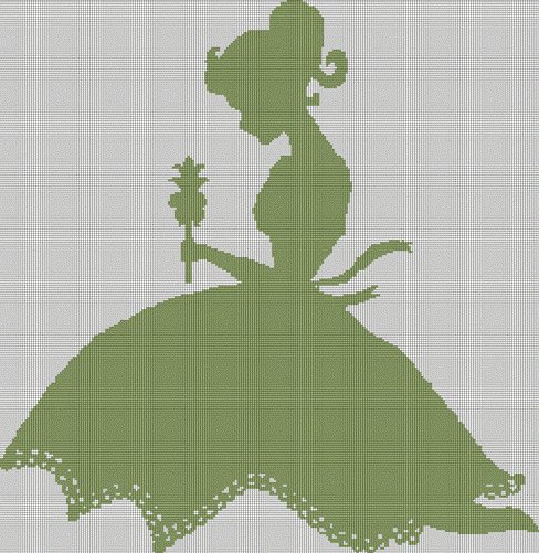 Girl with flower silhouette cross stitch pattern in pdf