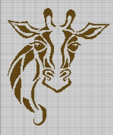 Gold Giraffe silhouette cross stitch pattern in pdf