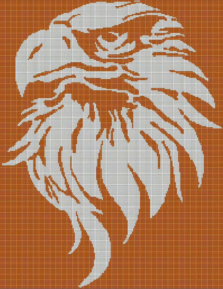 Golden Eagle silhouette cross stitch pattern in pdf