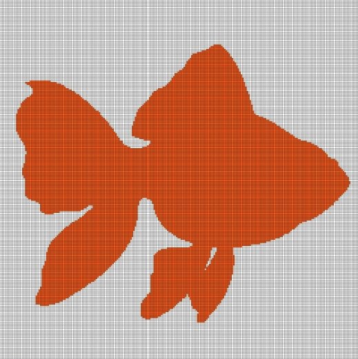 Gold fish silhouette cross stitch pattern in pdf