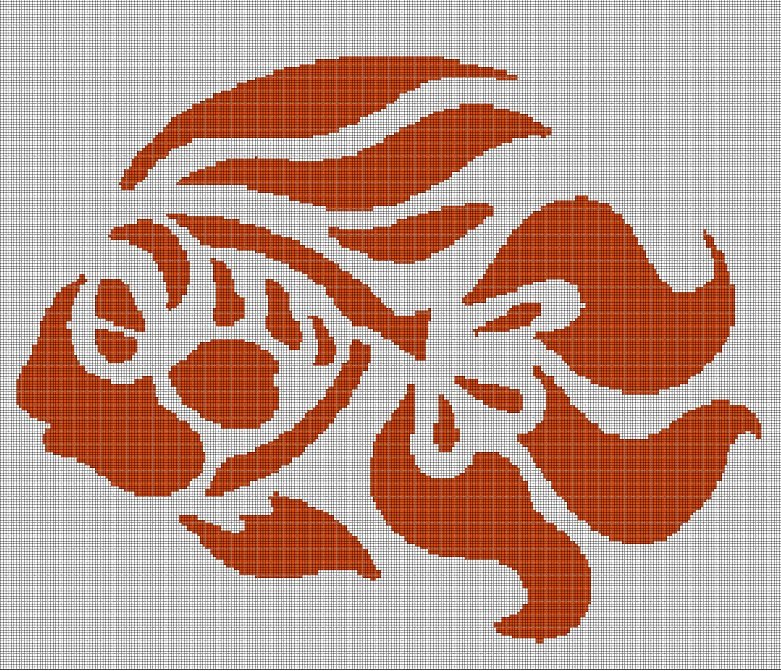 Golden fish3 silhouette cross stitch pattern in pdf