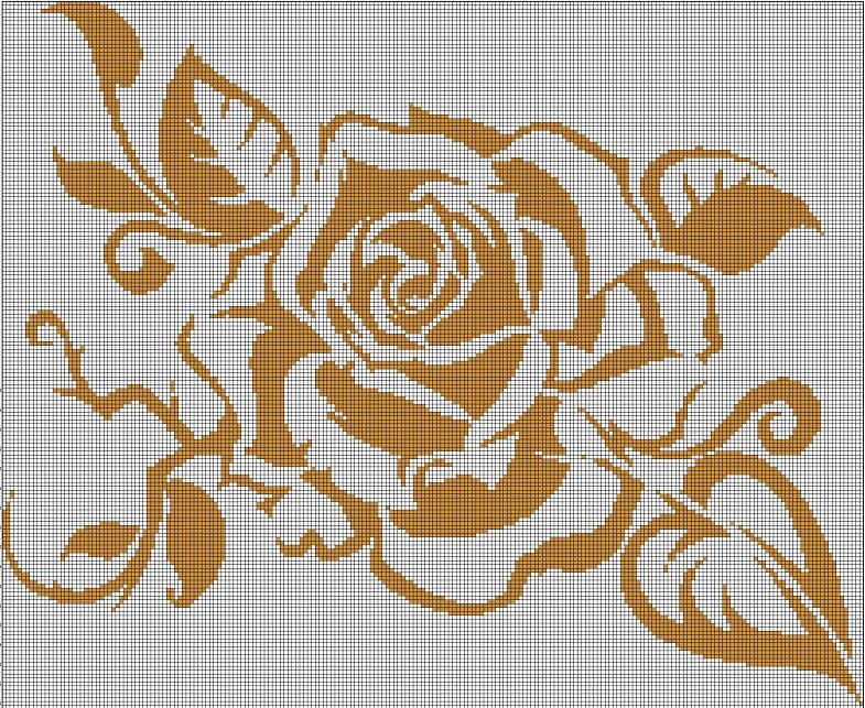 Golden rose 2 silhouette cross stitch pattern in pdf