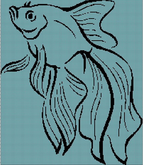 Goldfish in lake silhouette cross stitch pattern in pdf
