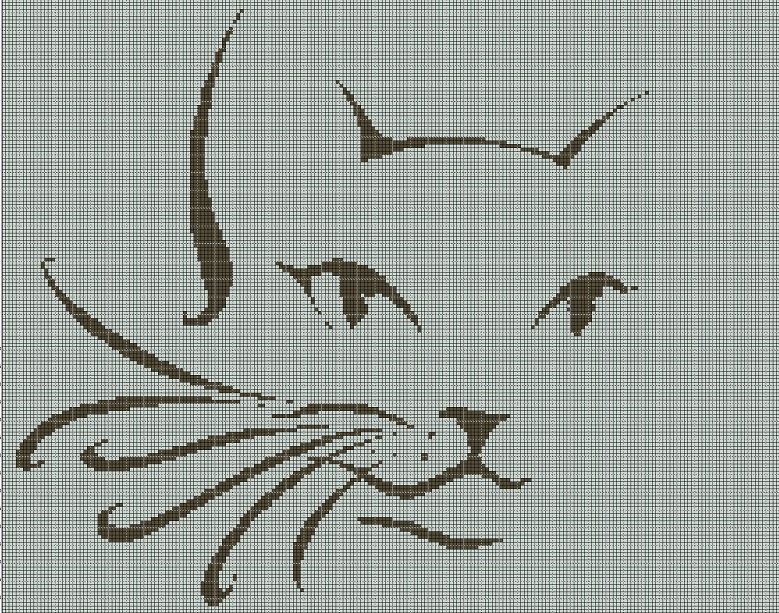 Gray Cathead silhouette cross stitch pattern in pdf