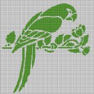 Green parrot silhouette cross stitch pattern in pdf