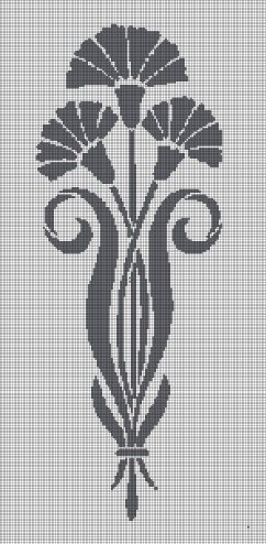 Grey Flower silhouette cross stitch pattern in pdf