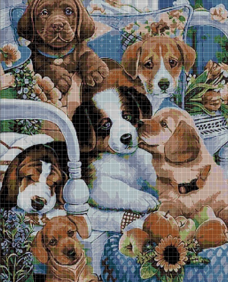 Dogs 2 cross stitch pattern in pdf DMC