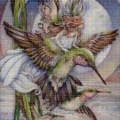 Fairy and humingbirds cross stitch pattern in pdf DMC