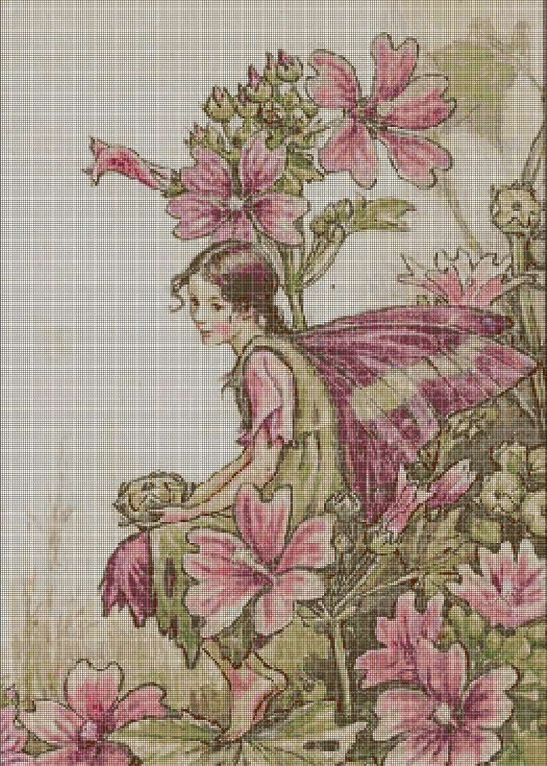 Flower fairy cross stitch pattern in pdf DMC