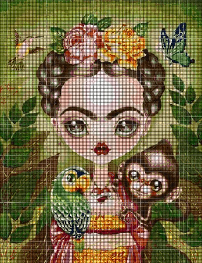 Frida cross stitch pattern in pdf DMC
