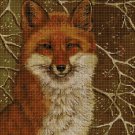 Fox in green cross stitch pattern in pdf DMC