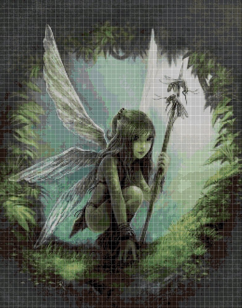 Forest Fairy cross stitch pattern in pdf DMC