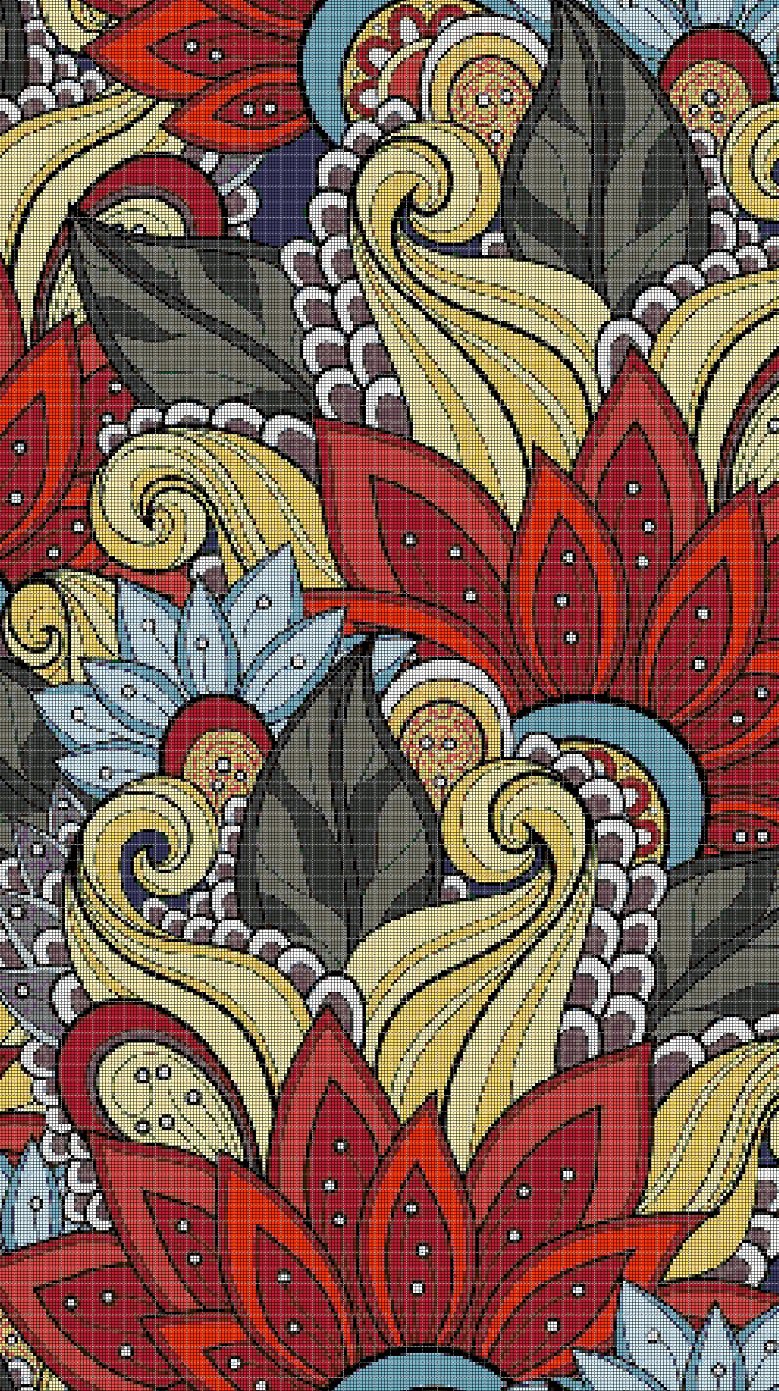 Flower motif 5 cross stitch pattern in pdf DMC