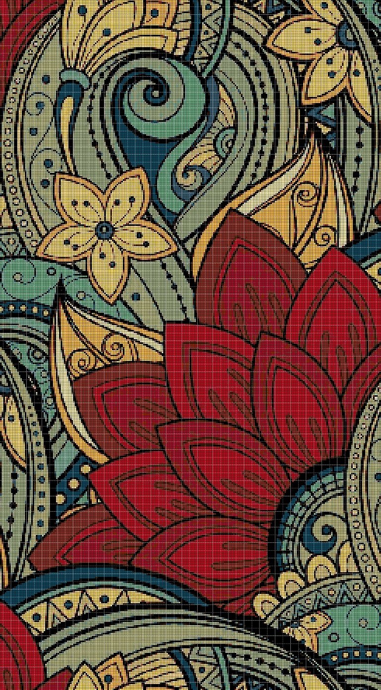 Flower motif 6 cross stitch pattern in pdf DMC